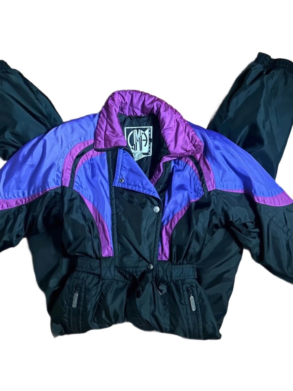 AMA ~ Skiwear • Vintage (1990’s) • Size 10 • Purple/ Black Ski Outfit (Jumpsuit)